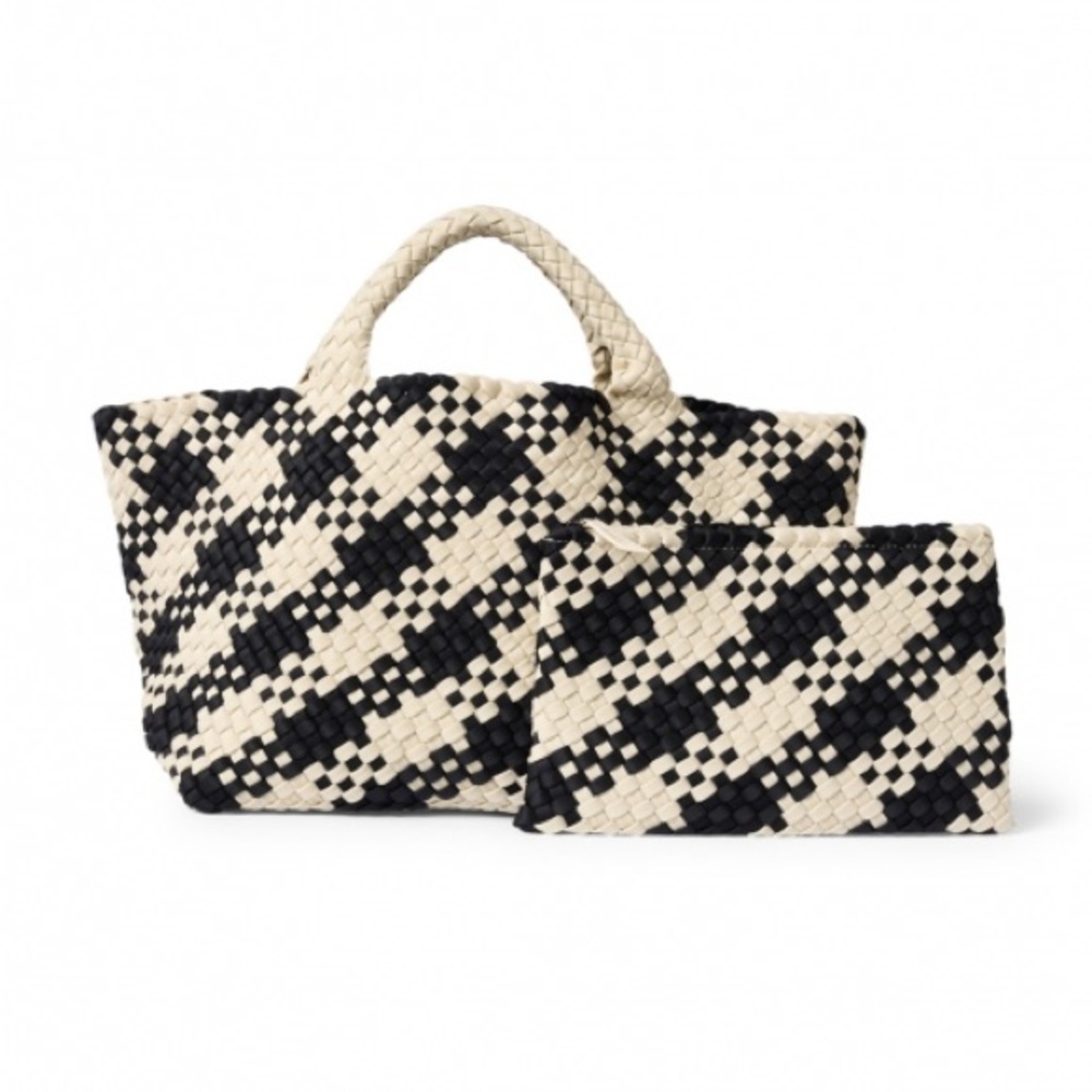 NAGHEDI
St. Barths Medium Black Plaid Woven Handbag